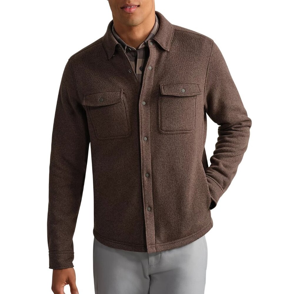 Rhone Mens Size M Cafe Noir Fleece Shacket Snap Front Shirt Jacket NWT 168